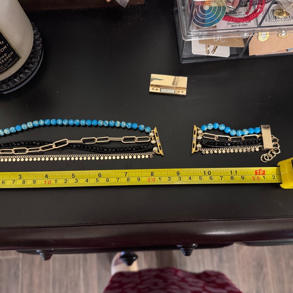 Victoria Emerson Teal Blue and Gold Multi-Strand Bracelet Apple Watch Band